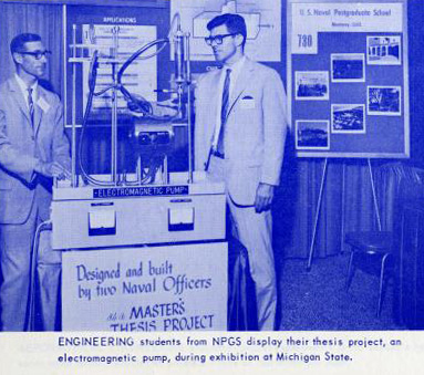 Image of faculty member Dr. Rudolph Panholzer and graduate stucent presenting 1966 thesis research