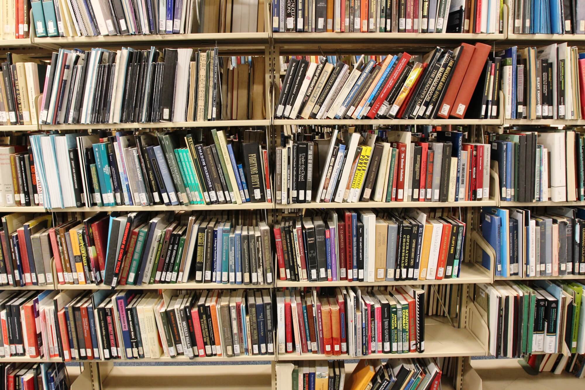 Books on a shelf.